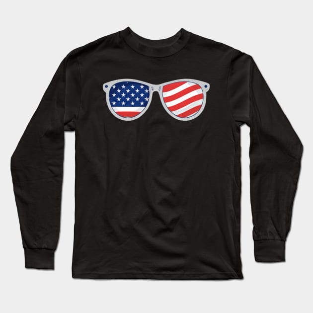 USA Flag Sunglasses Long Sleeve T-Shirt by SOS@ddicted